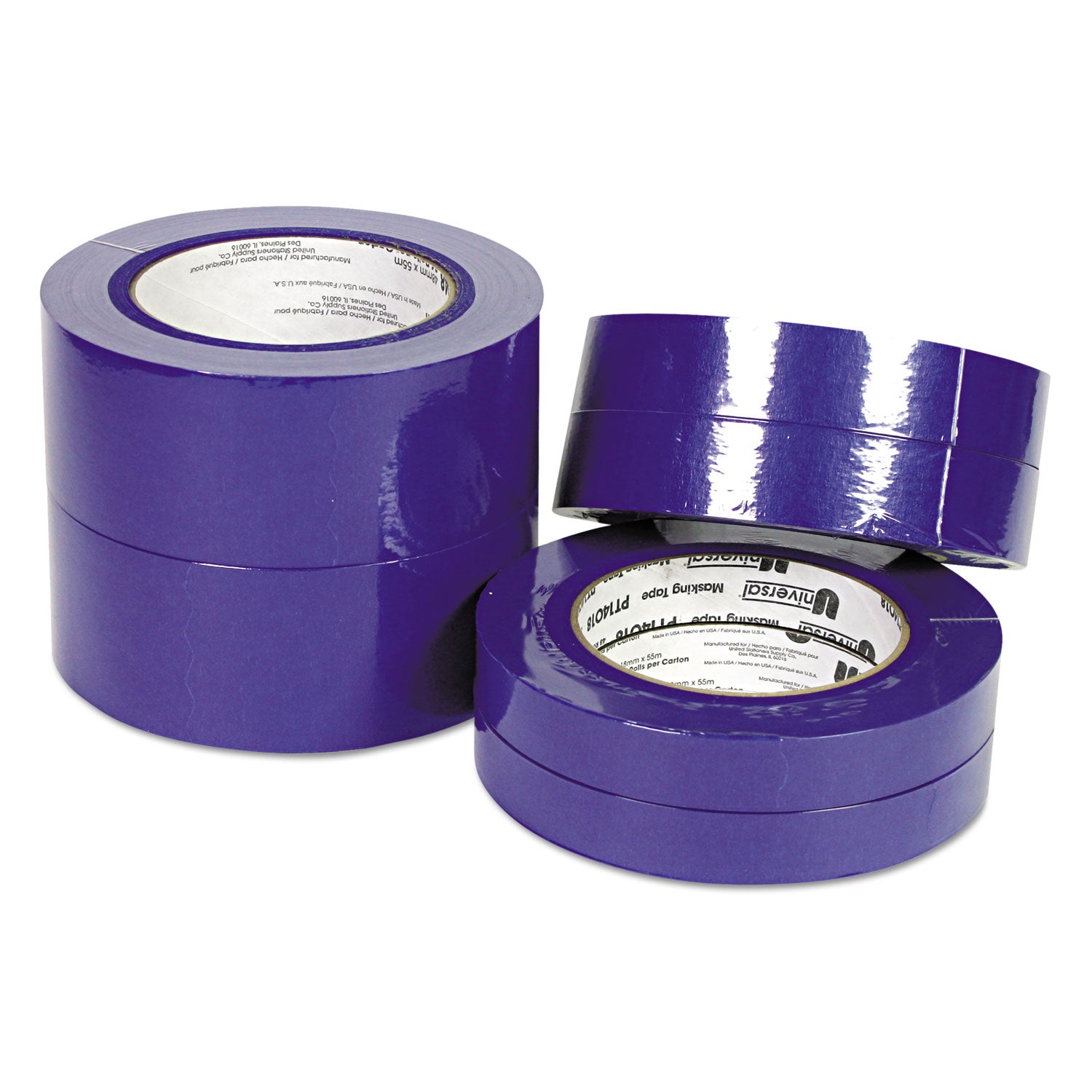 Universal® Premium Blue Masking Tape With Uv Resistance, 3" Core, 24 Mm X 54.8 M, Blue, 2/pack
