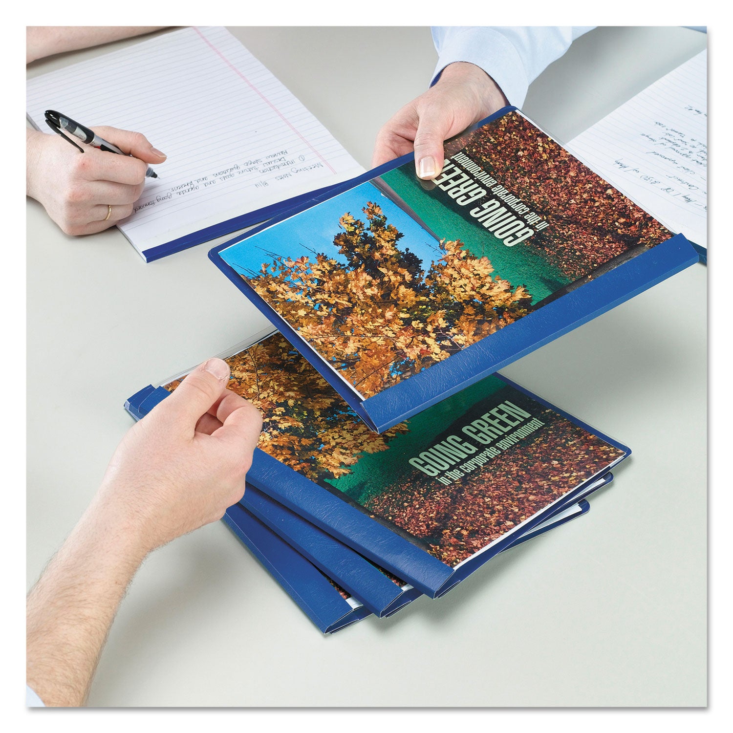 Smead Clear Front Report Cover, Double-Prong Fastener,  0.5" Capacity, 8.5 x 11, Clear/Blue, 25/Box