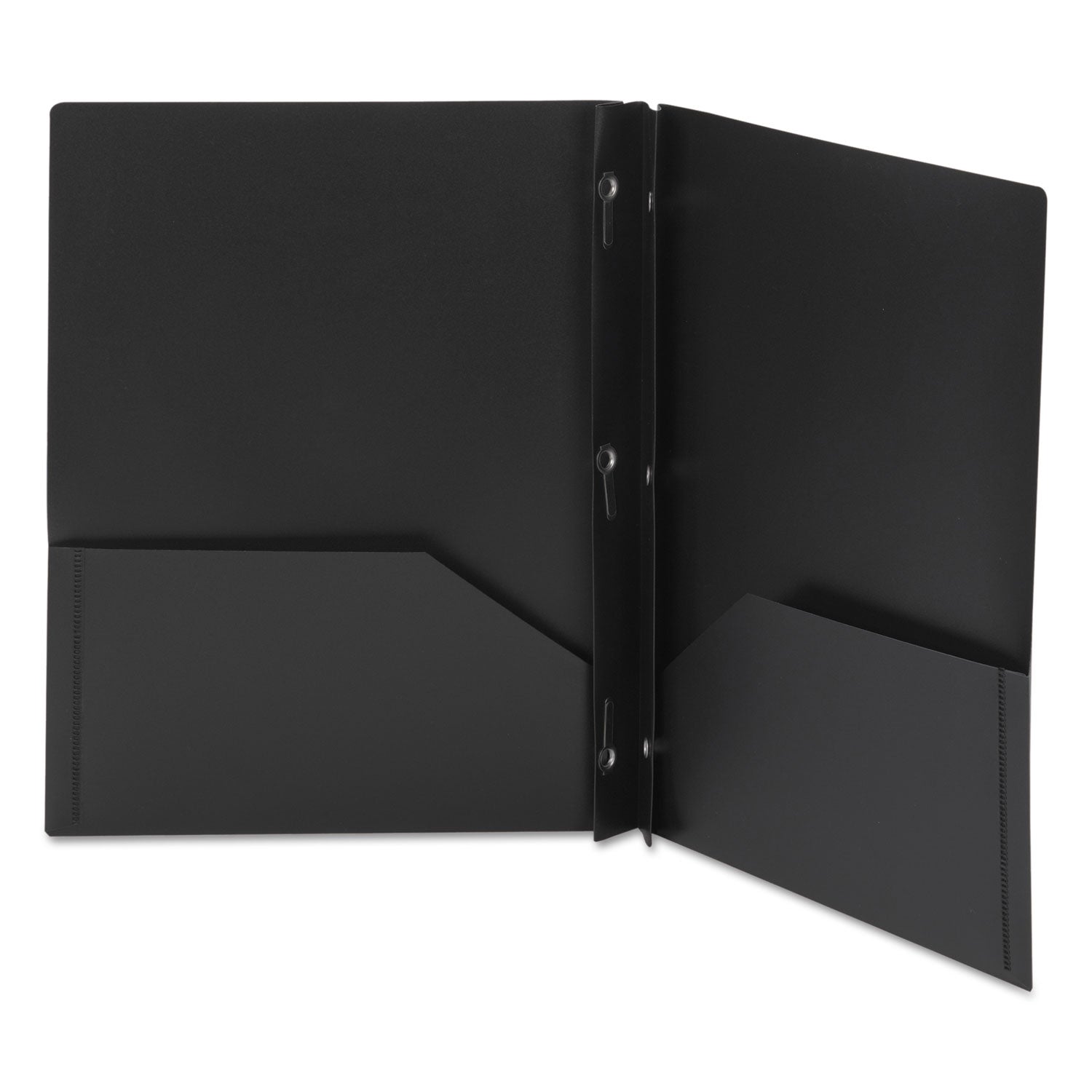 Smead Poly Two-Pocket Folder With Fasteners, 180-Sheet Capacity, 11 X 8.5, Black, 25/box