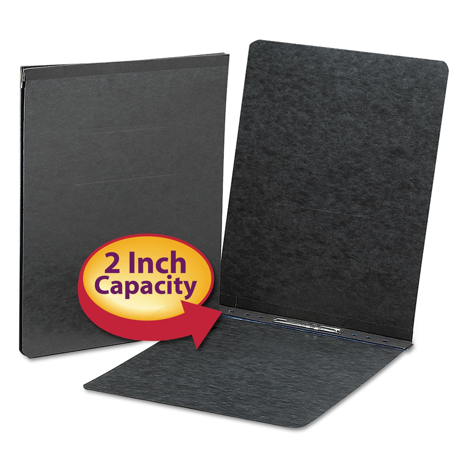 Smead Prong Fastener Premium Pressboard Report Cover, Two-Piece Prong Fastener, 2" Capacity, 8.5 X 11, Black/black
