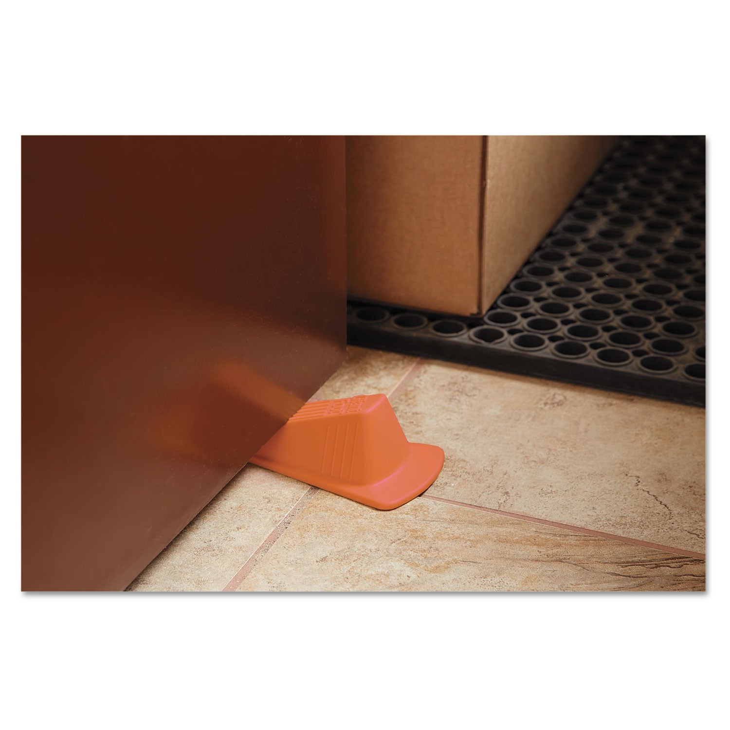 Master Caster® Giant Foot Doorstop, No-Slip Rubber Wedge, 3.5w X 6.75d X 2h, Safety Orange