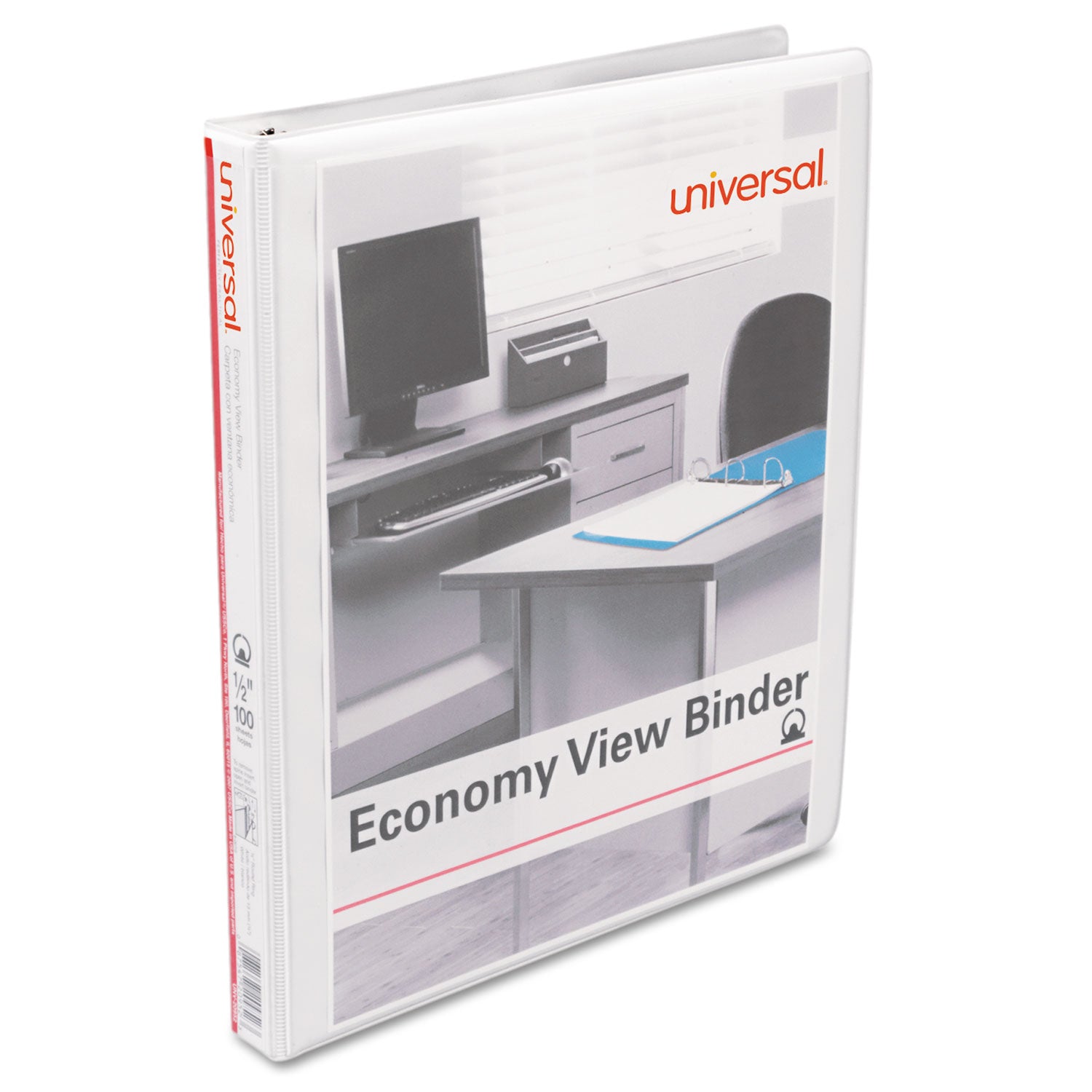 Universal® Economy Round Ring View Binder, 3 Rings, 0.5" Capacity, 11 X 8.5, White