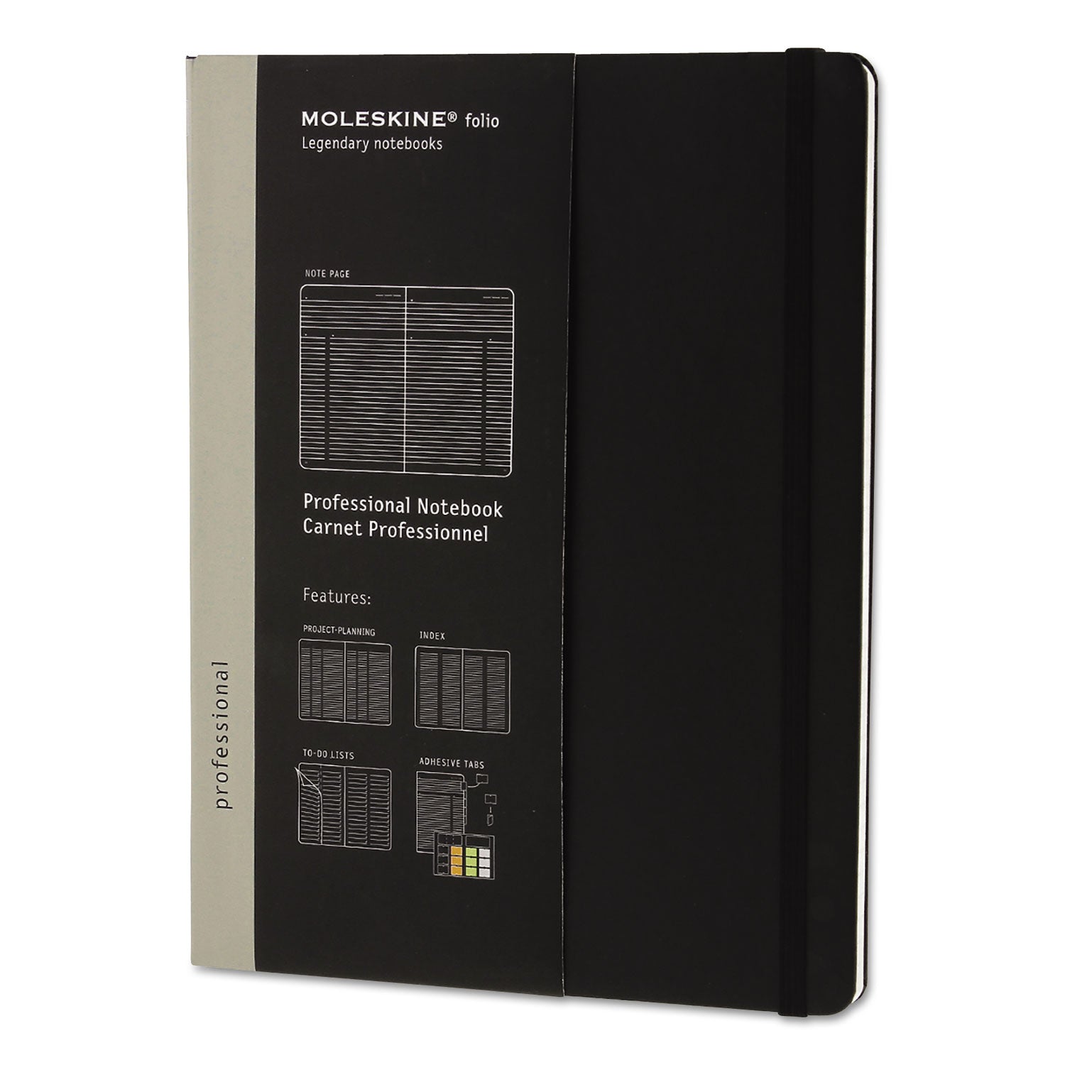 Moleskine® Professional Notebook, 1-Subject, Narrow Rule, Black Hardcover, (192) 9.75 x 7.5 Sheets