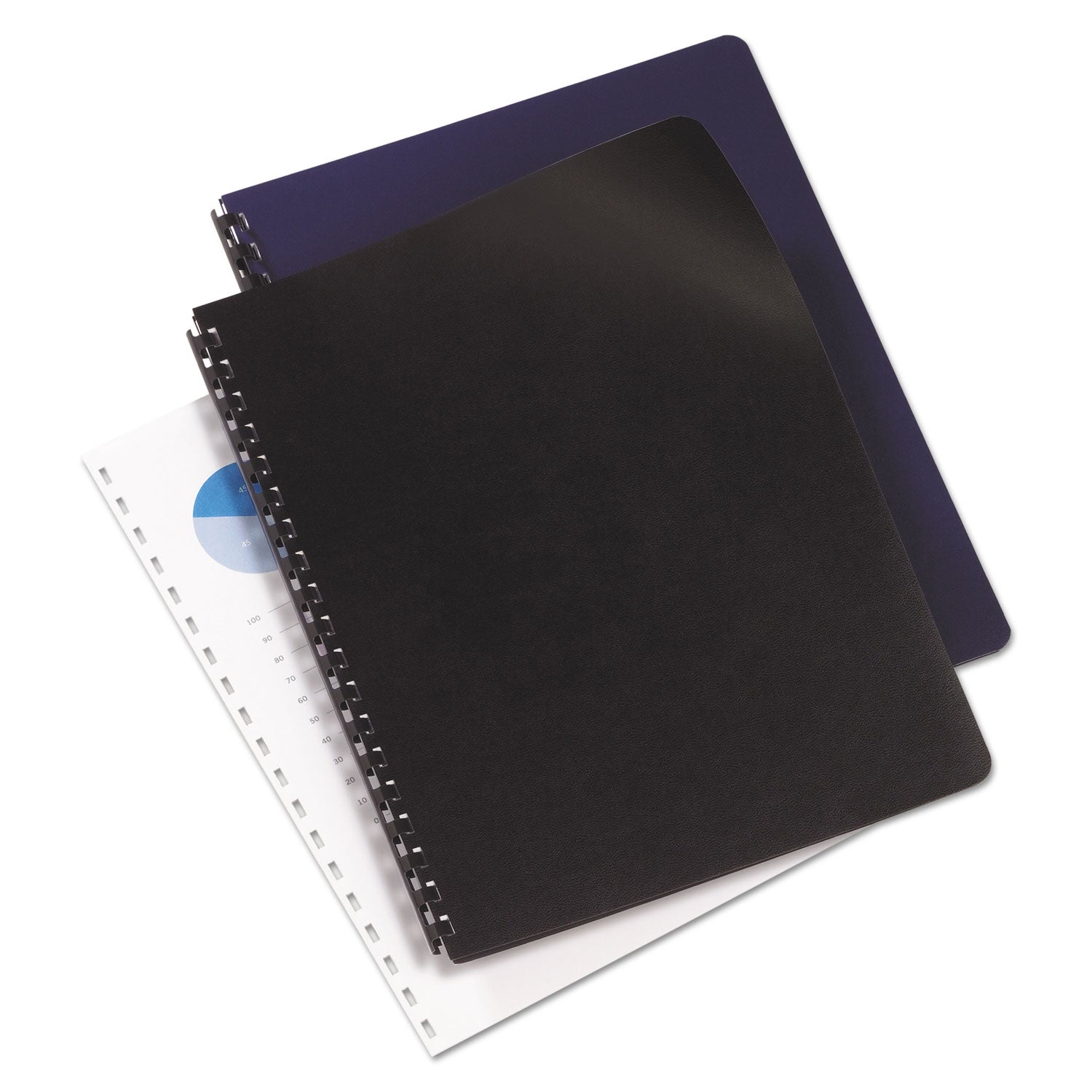 GBC® Leather-Look Presentation Covers for Binding Systems, Navy, 11.25 x 8.75, Unpunched, 100 Sets/Box