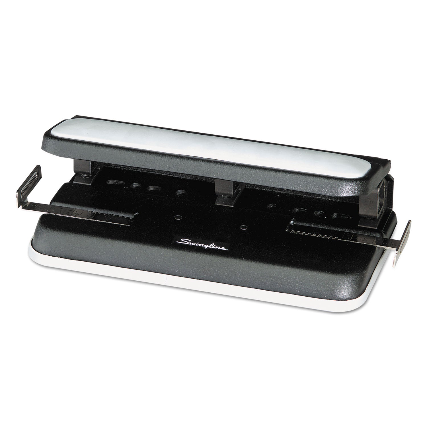 Swingline® 32-Sheet Easy Touch Two- To Three-Hole Punch With Cintamatic Centering, 9/32" Holes, Black/gray