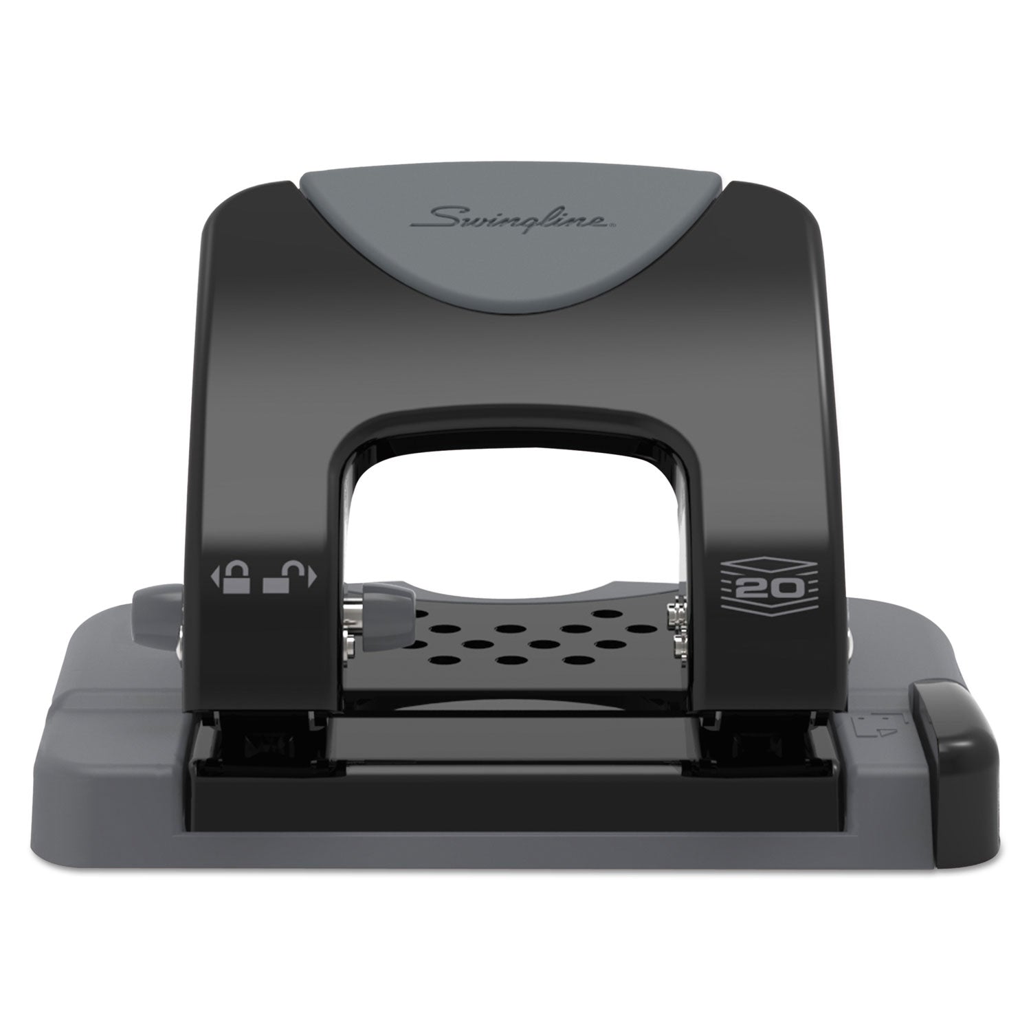 Swingline® 20-Sheet Smarttouch Two-Hole Punch, 9/32" Holes, Black/gray