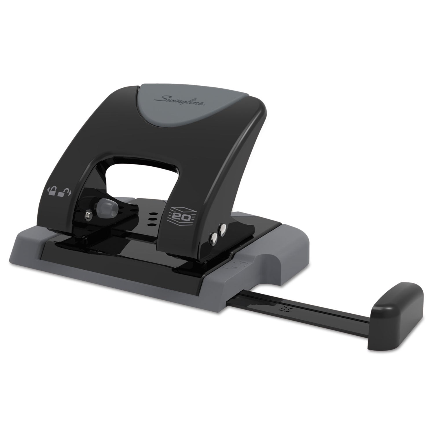 Swingline® 20-Sheet Smarttouch Two-Hole Punch, 9/32" Holes, Black/gray