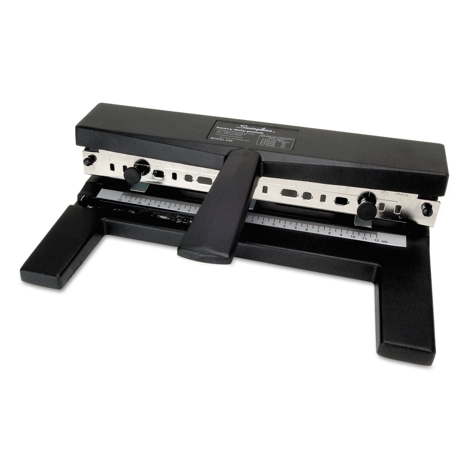 Swingline® 40-Sheet Heavy-Duty Two- To Seven-Hole Adjustable Heavy-Duty Paper Punch, 9/32" Holes, Black