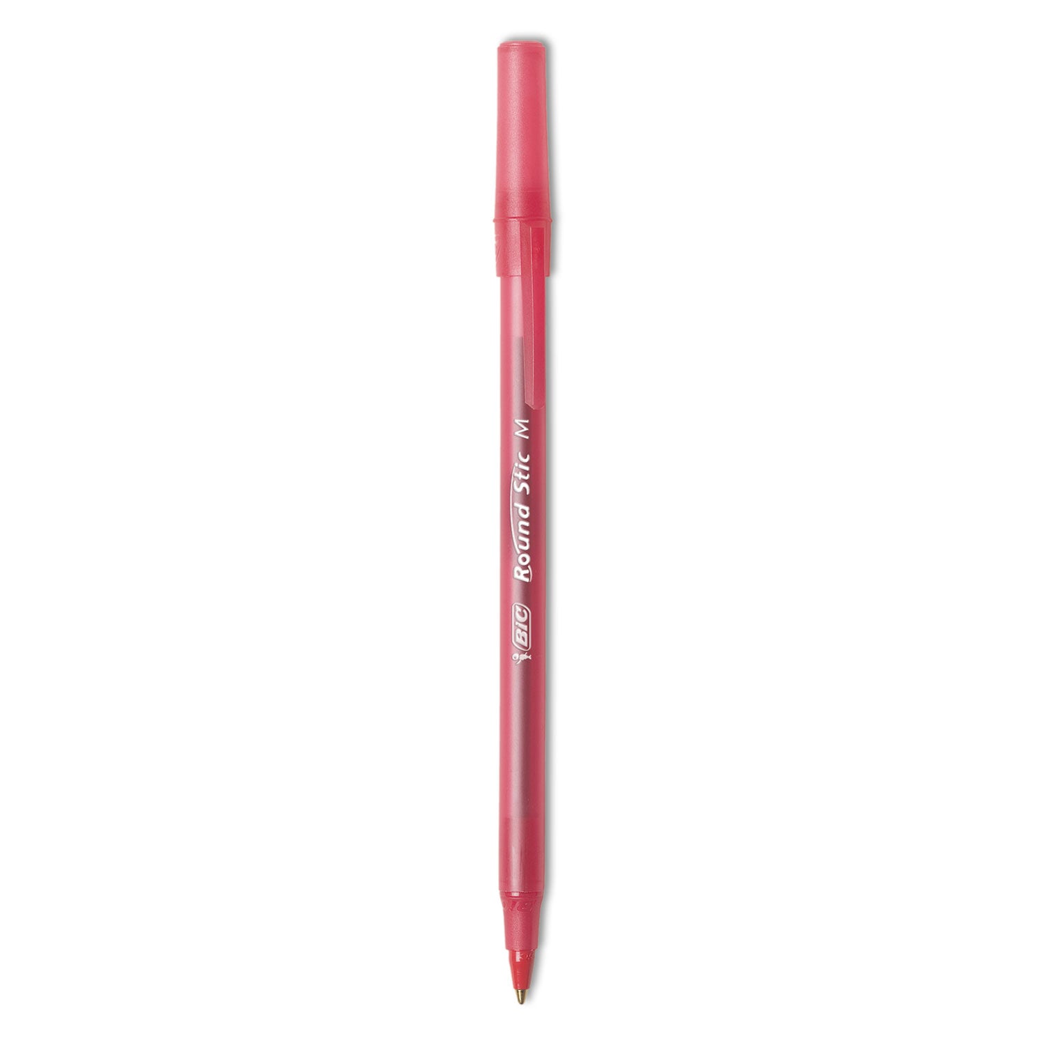 BIC® Round Stic Xtra Life Ballpoint Pen, Stick, Medium 1 Mm, Red Ink, Translucent Red Barrel, Dozen