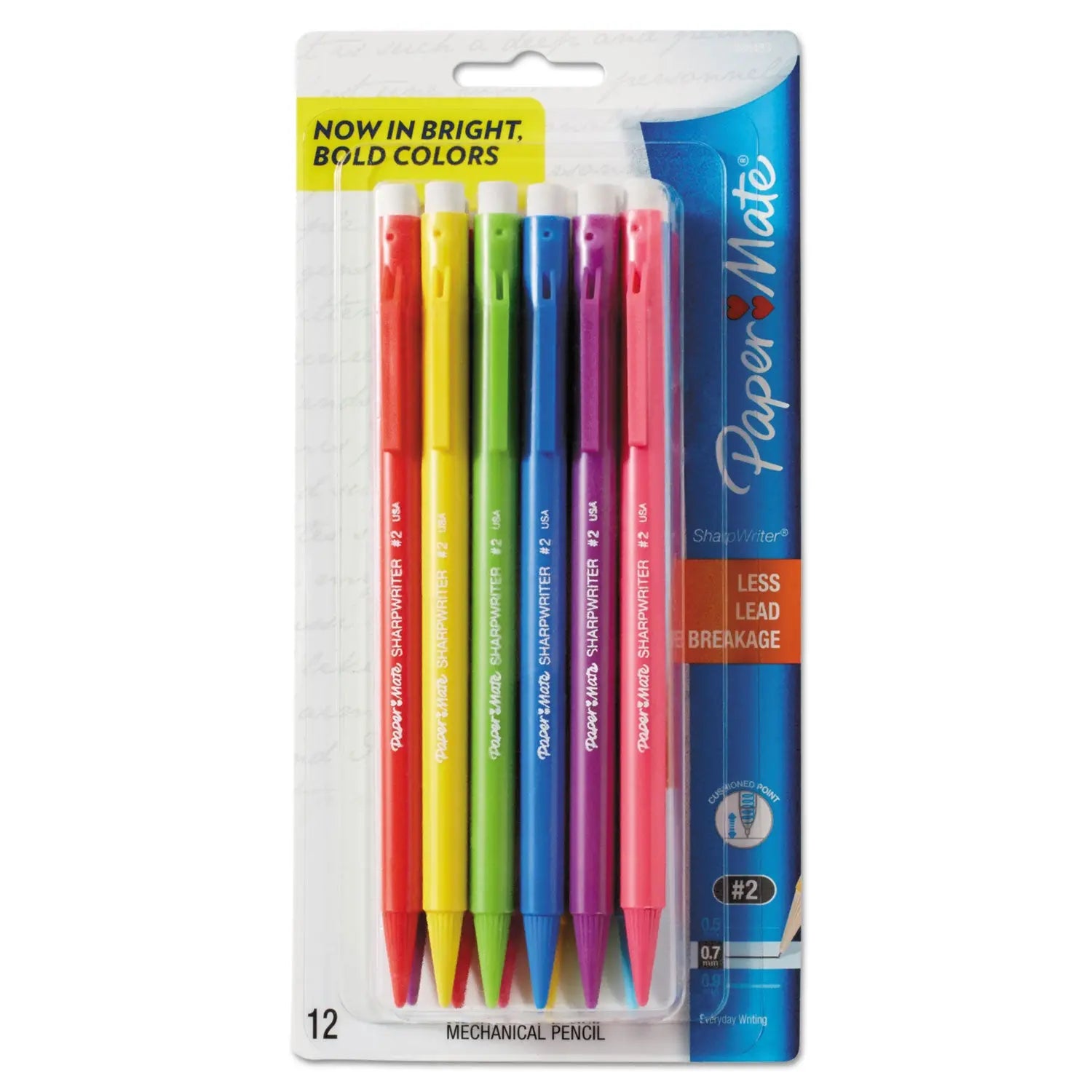 Sharpwriter Mechanical Pencil, 0.7 mm, HB (#2.5), Black Lead, Assorted Barrel Colors, Dozen