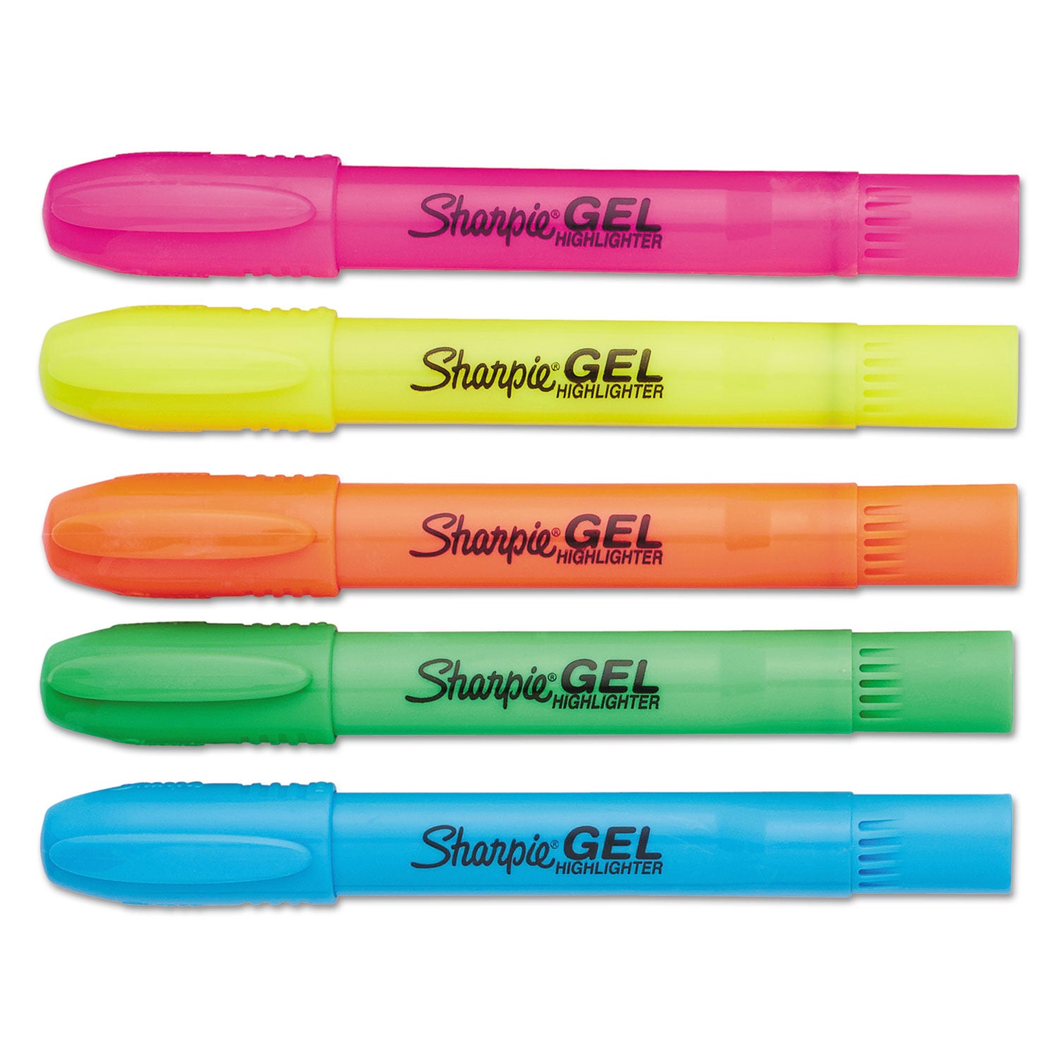 Sharpie® Gel Highlighters, Assorted Ink Colors, Bullet Tip, Assorted Barrel Colors, 5/set