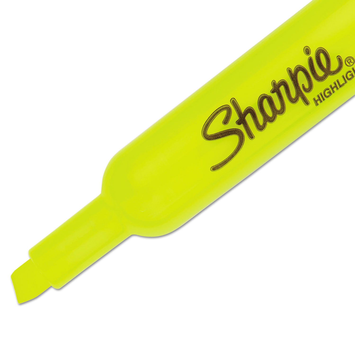 Sharpie® Tank Style Highlighters, Fluorescent Yellow Ink, Chisel Tip, Yellow Barrel, 4/set