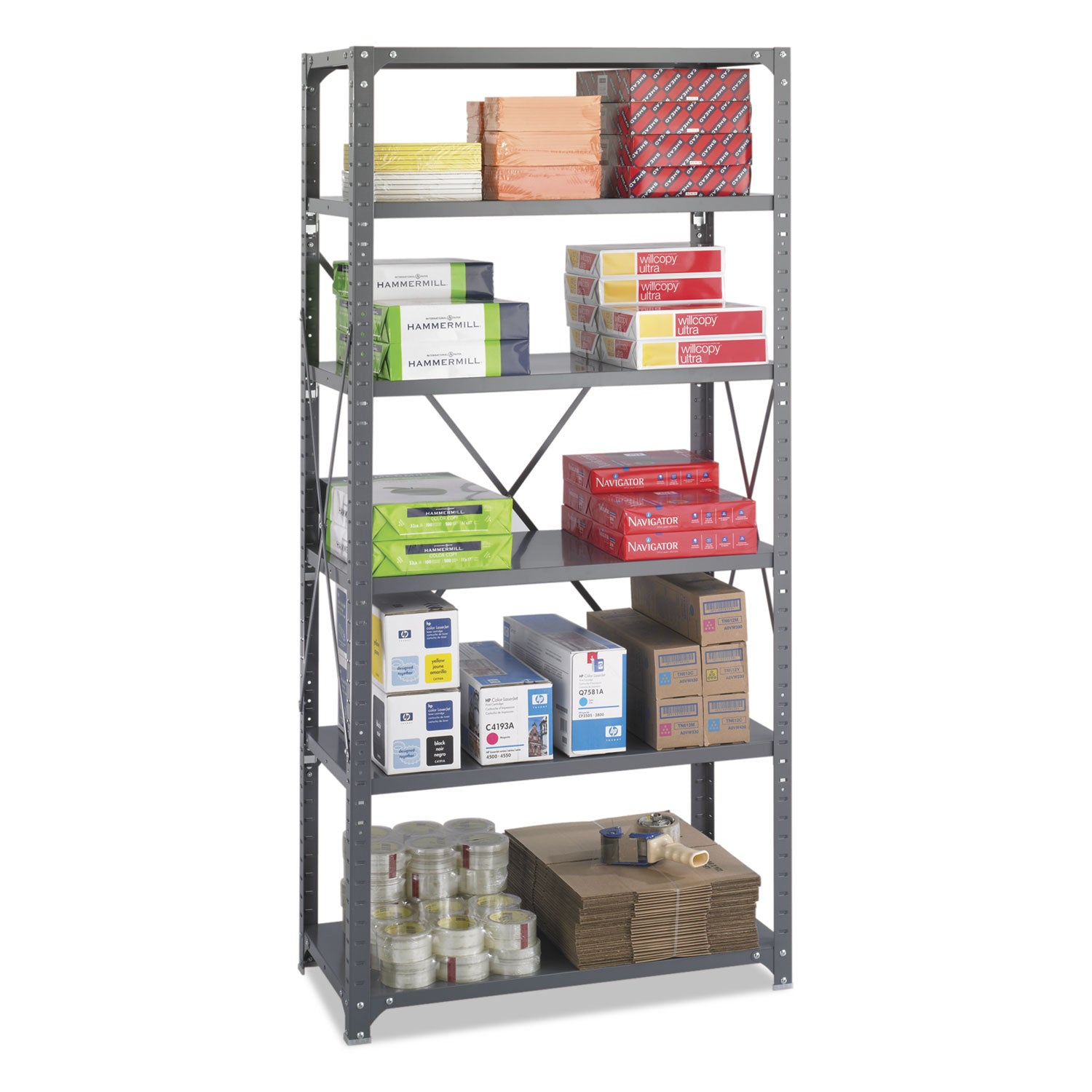 Safco® Commercial Steel Shelving Unit, Six-Shelf, 36w X 18d X 75h, Dark Gray
