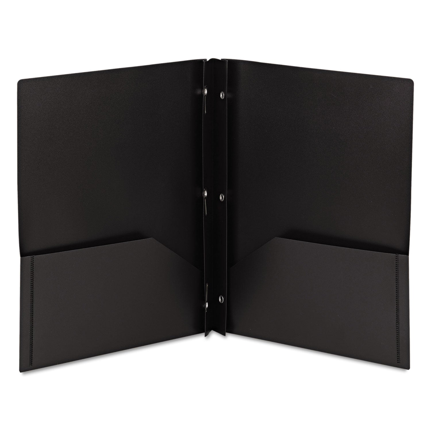 Smead Poly Two-Pocket Folder With Fasteners, 180-Sheet Capacity, 11 X 8.5, Black, 25/box