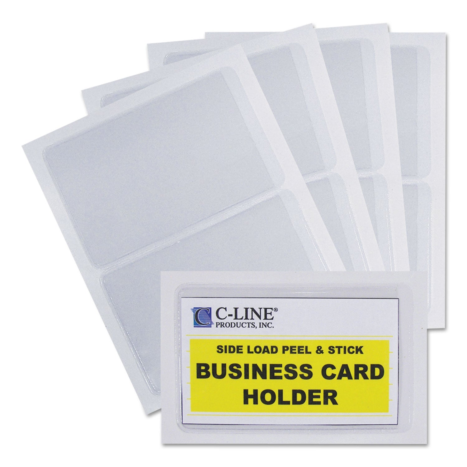 C-Line® Self-Adhesive Business Card Holders, Side Load, 2 x 3.5, Clear, 10/Pack