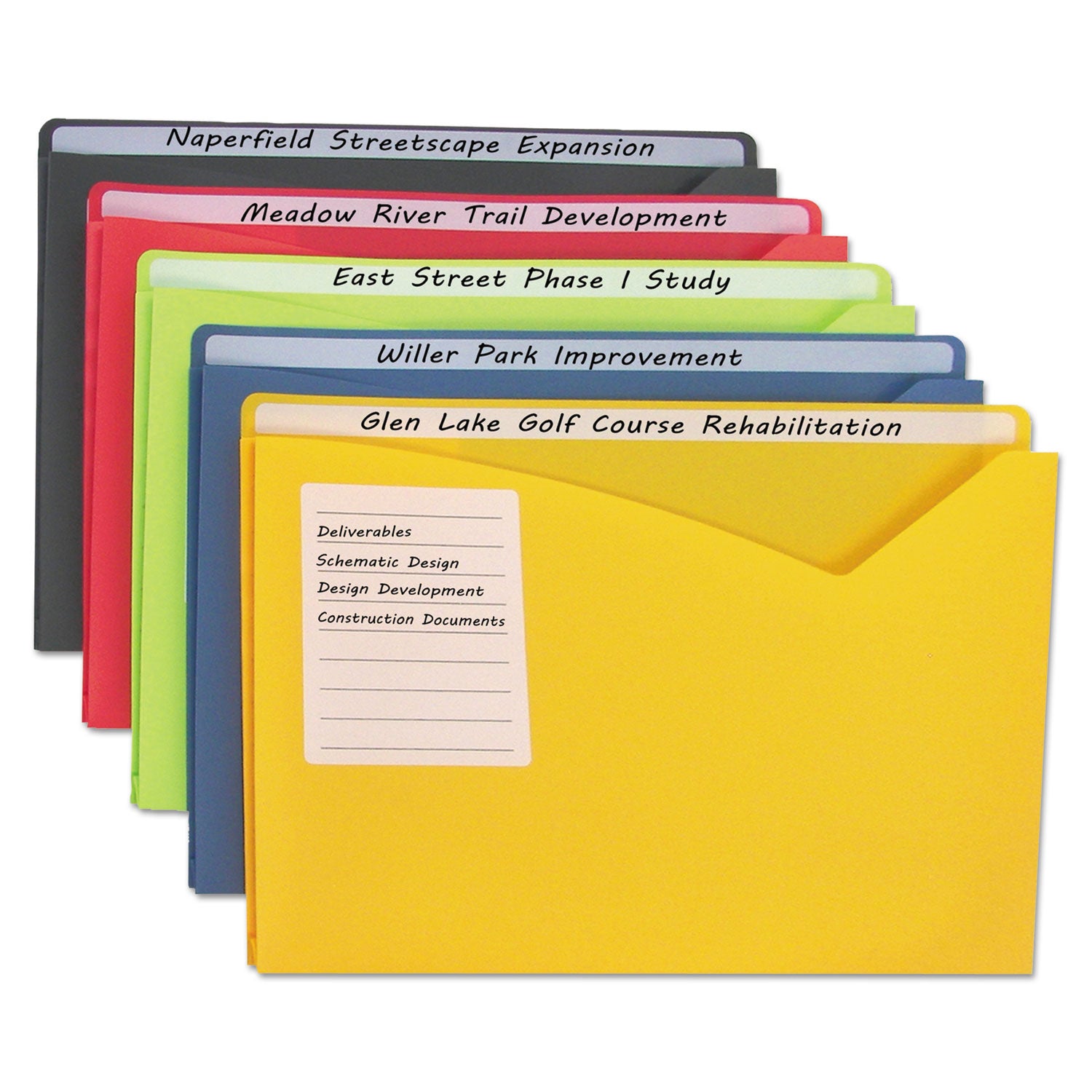 C-Line® Write-On Poly File Jackets, Straight Tab, Letter Size, Assorted Colors, 10/pack