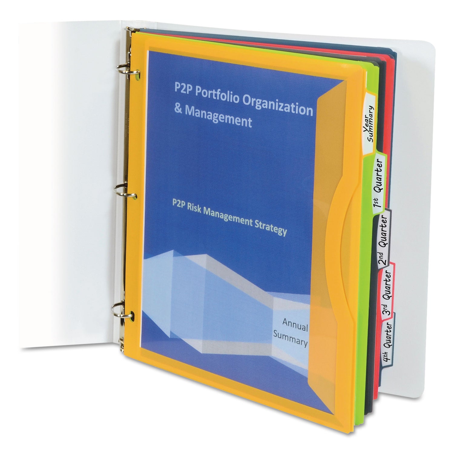 C-Line® Binder Pocket With Write-On Index Tabs, 9.88 X 11.38, Assorted, 5/set