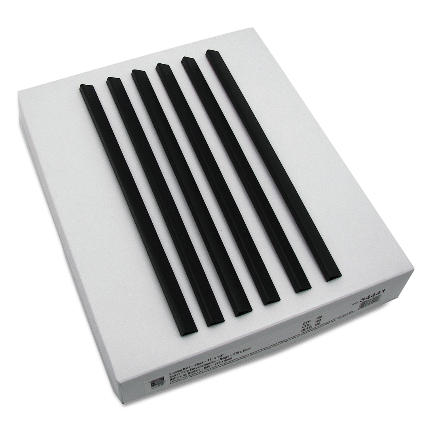 C-Line® Slide 'N Grip Binding Bars, 40-Sheet Capacity, 11 x 0.25, Black, 100/Box