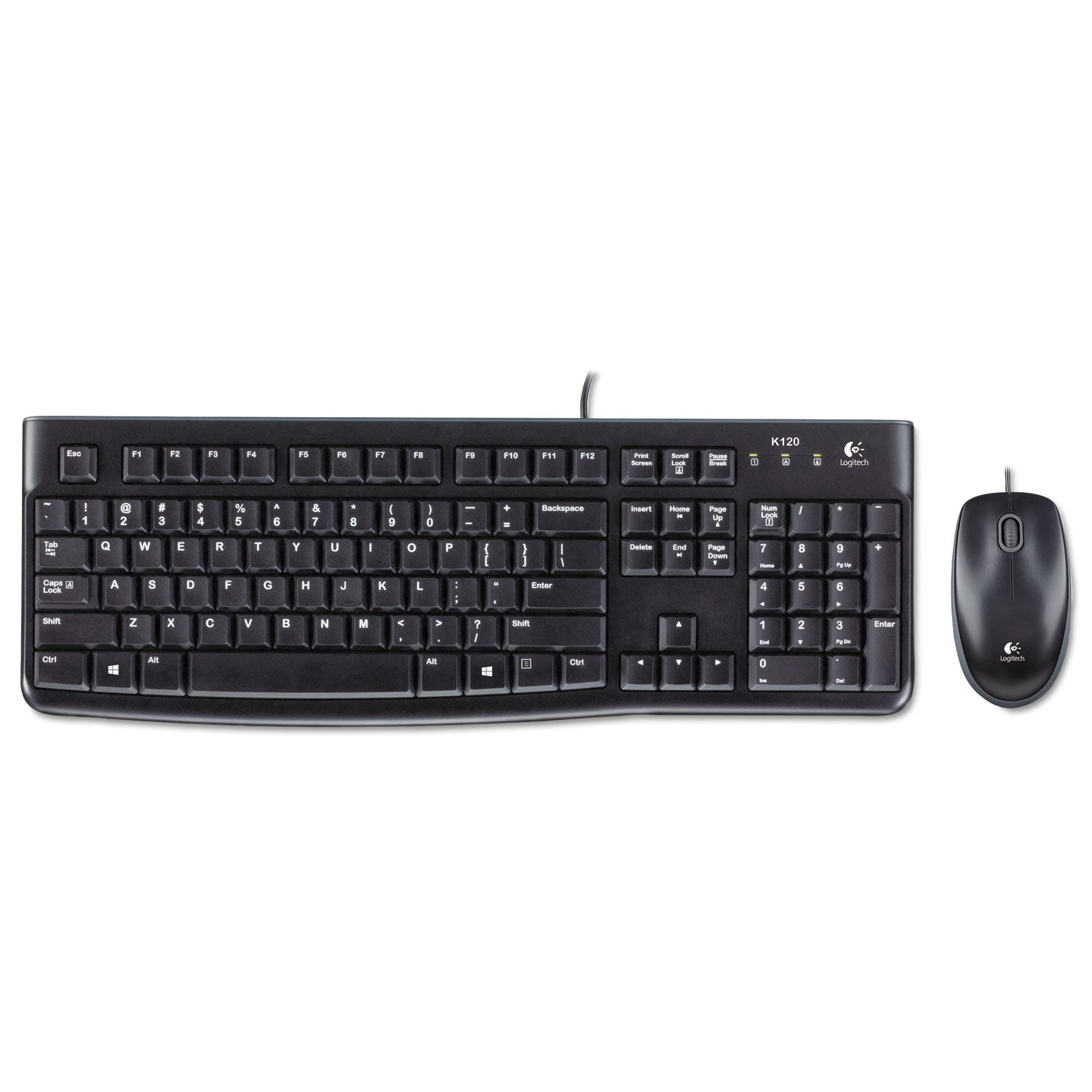 Logitech® Mk120 Wired Keyboard + Mouse Combo, Usb 2.0, Black