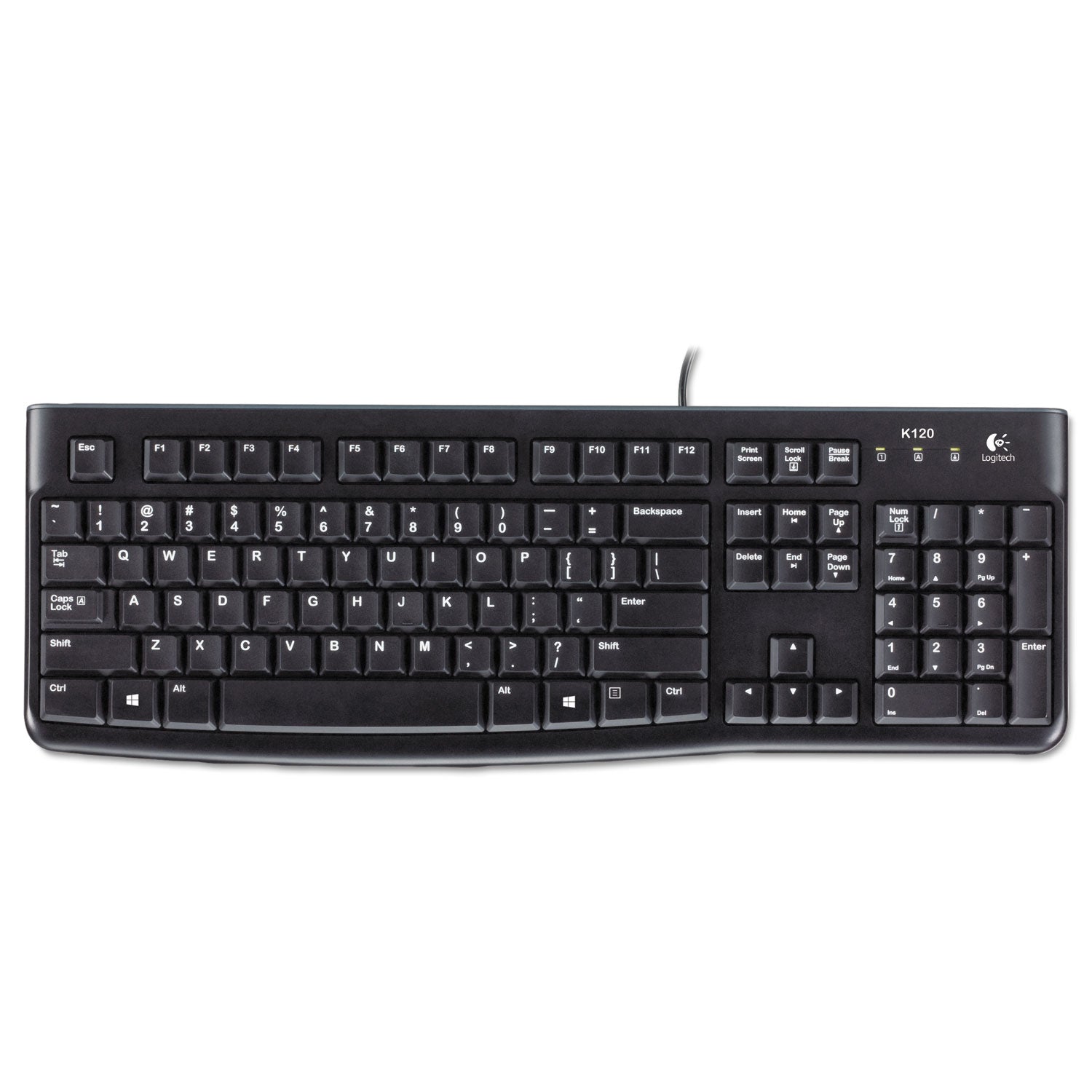 Logitech® K120 Ergonomic Desktop Wired Keyboard, Usb, Black