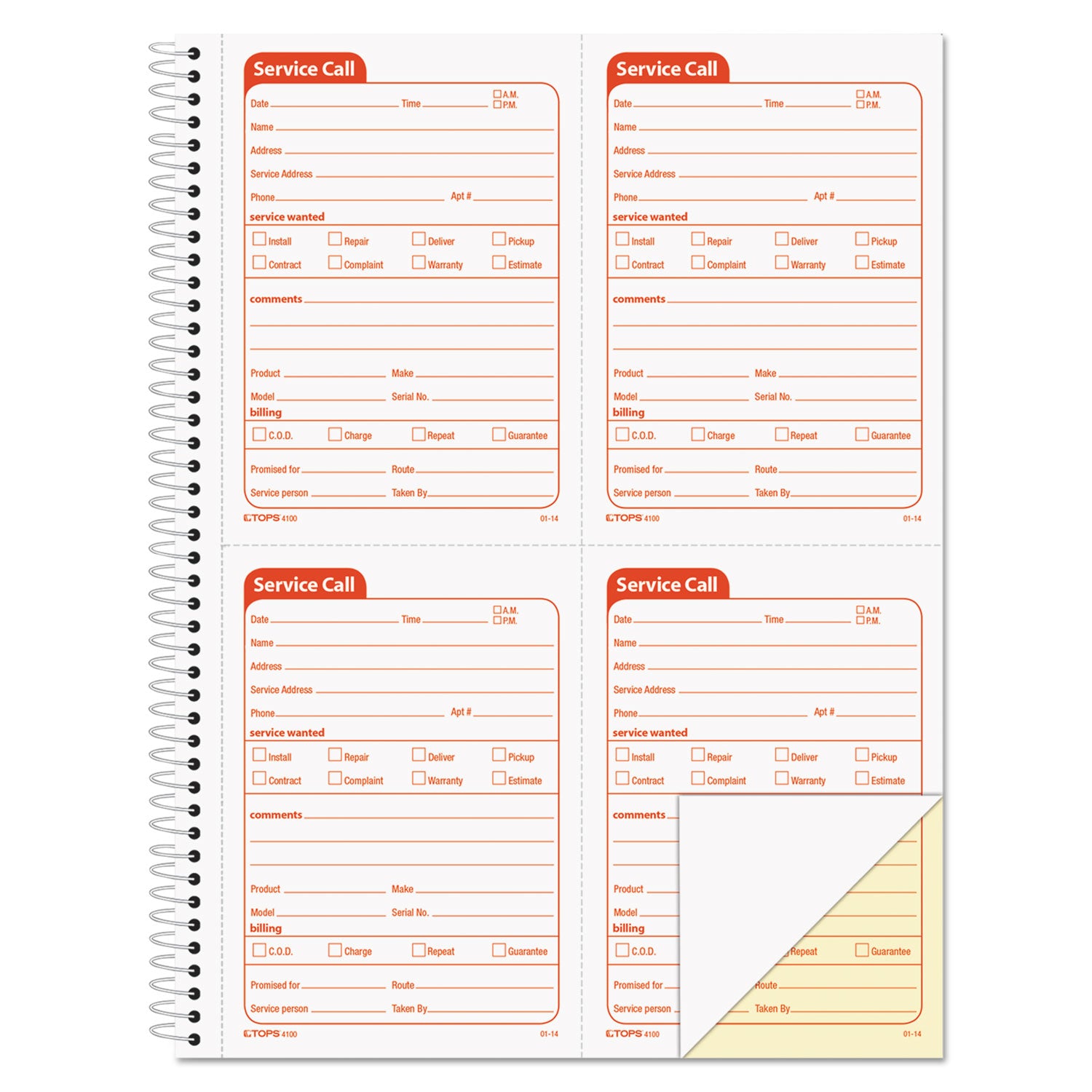 Service Call Book Carbonless Forms/Sheet | Flipcost.com