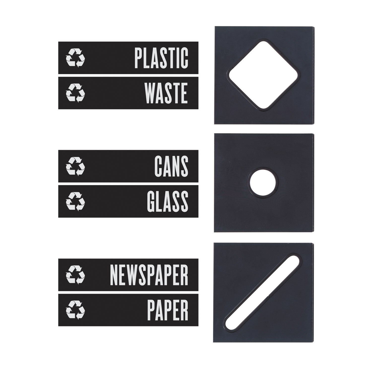 Safco® Public Square Recycling Container Lid, Square Opening, 15.25w x 15.25d x 2h, Black