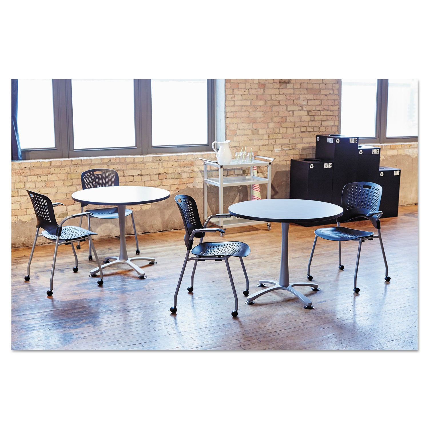 Safco® Public Square Recycling Receptacles, Paper Recycling, 42 gal, Steel, Black