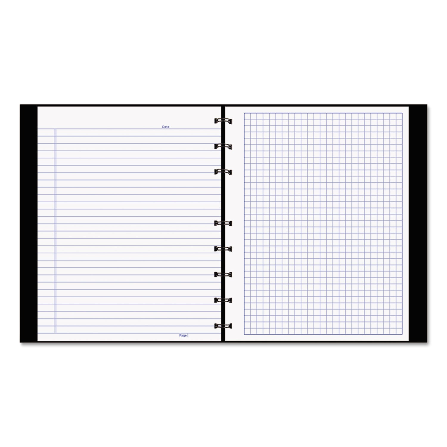 Blueline® NotePro Quad Notebook, Data/Lab-Record Format with Narrow and Quadrille Rule Sections, Black Cover, (96) 9.25 x 7.25 Sheets