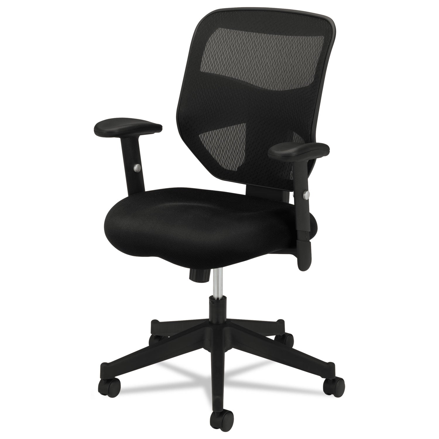 HON® Vl531 Mesh High-Back Task Chair With Adjustable Arms, Supports Up To 250 Lb, 18" To 22" Seat Height, Black