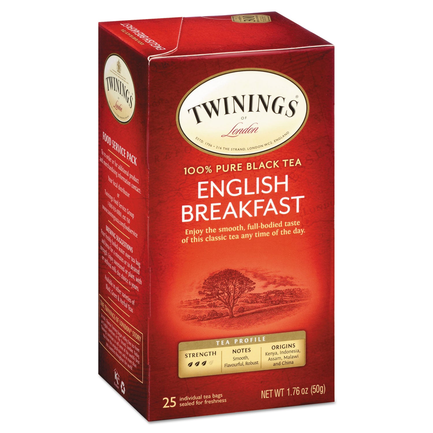 TWININGS® Tea Bags, English Breakfast, 1.76 Oz, 25/box