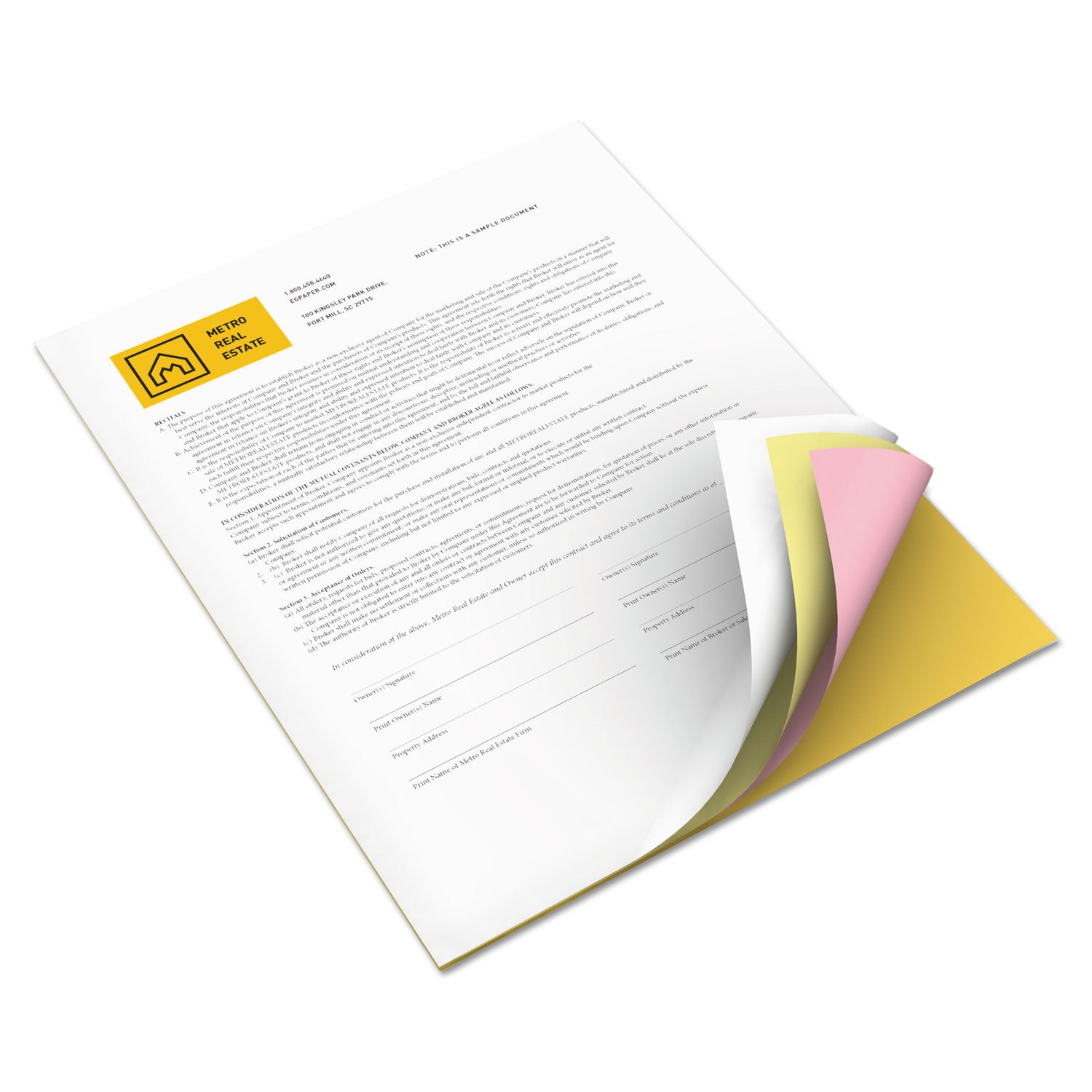 Vitality Multipurpose Carbonless 4-Part Paper, 8.5 x 11, Goldenrod/Pink/Canary/White, 5,000/Carton