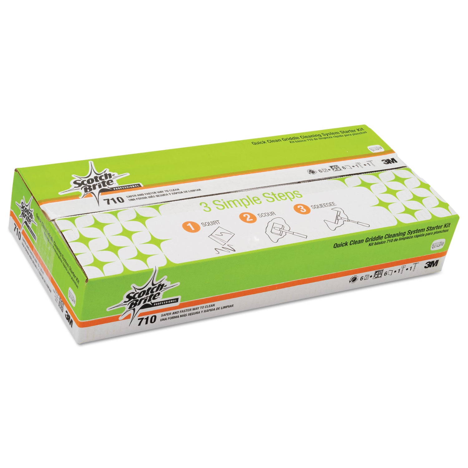 Scotch-Brite™ PROFESSIONAL Quick Clean Griddle Cleaning System Starter Kit, 4 x 5.24, Orange