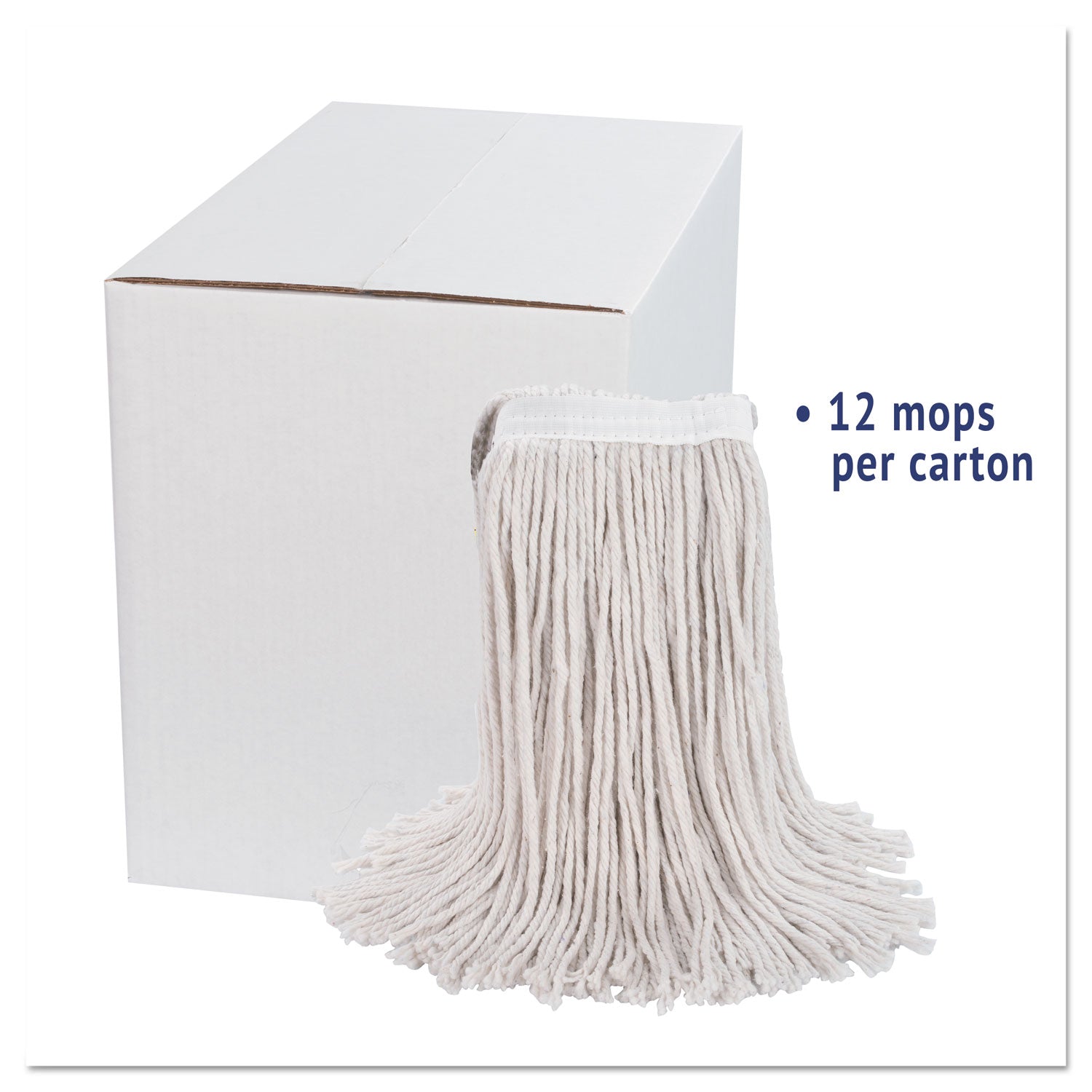 Boardwalk® Premium Cut-End Wet Mop Heads, Cotton, 24oz, White, 12/carton