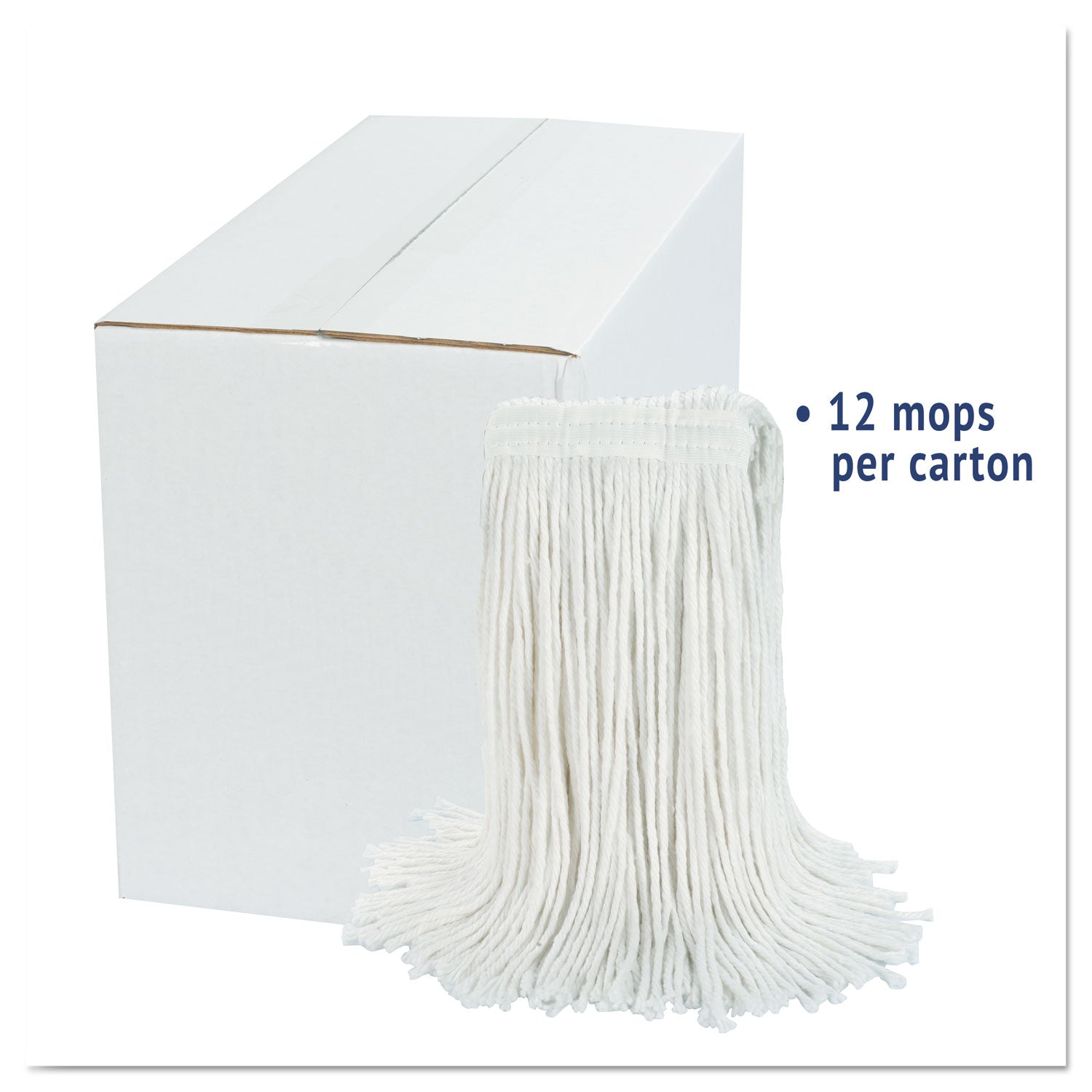 Boardwalk® Cut-End Wet Mop Head, Rayon, No. 24, White, 12/carton
