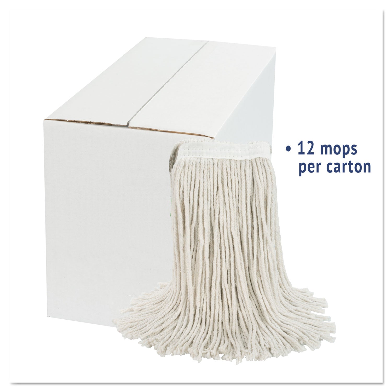Boardwalk® Cut-End Wet Mop Head, Cotton, White, #20, 12/carton