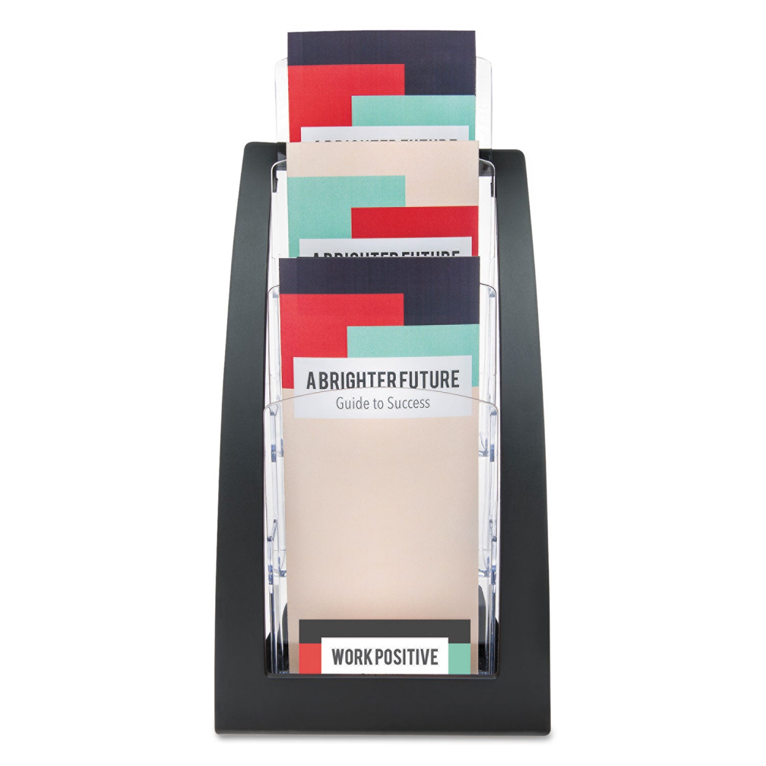 deflecto® 3-Tier Literature Holder, Leaflet Size, 6.75w X 6.94d X 13.31h, Black