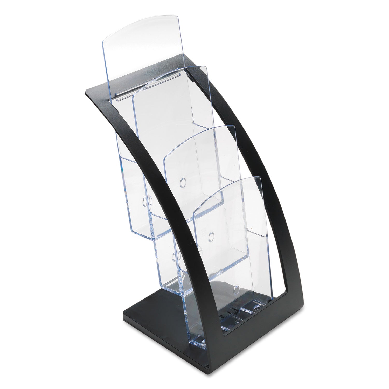 deflecto® 3-Tier Literature Holder, Leaflet Size, 6.75w X 6.94d X 13.31h, Black