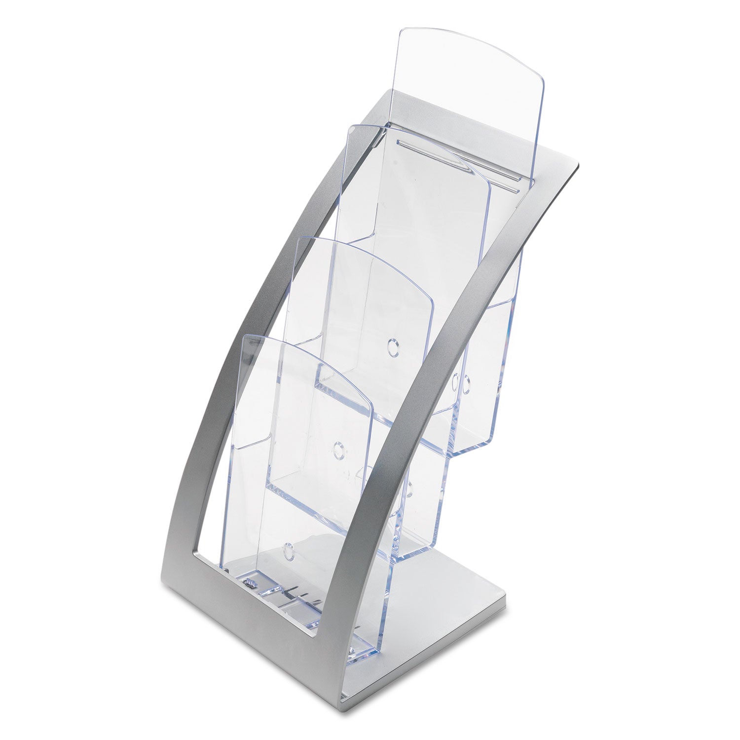 deflecto® 3-Tier Literature Holder, Leaflet Size, 6.75w X 6.94d X 13.31h, Silver