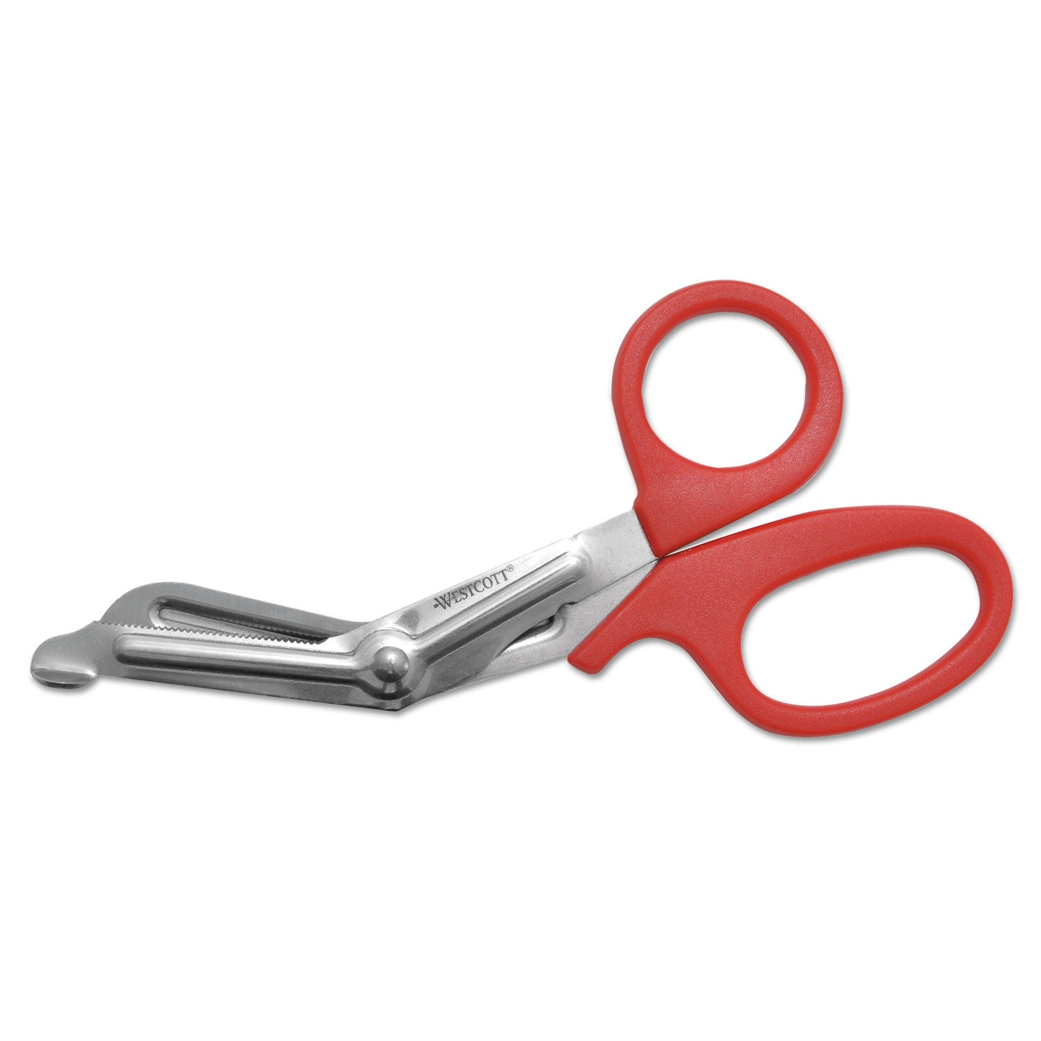 Westcott® Stainless Steel Office Snips, 7" Long, 1.75" Cut Length, Crane-Style Red Handle