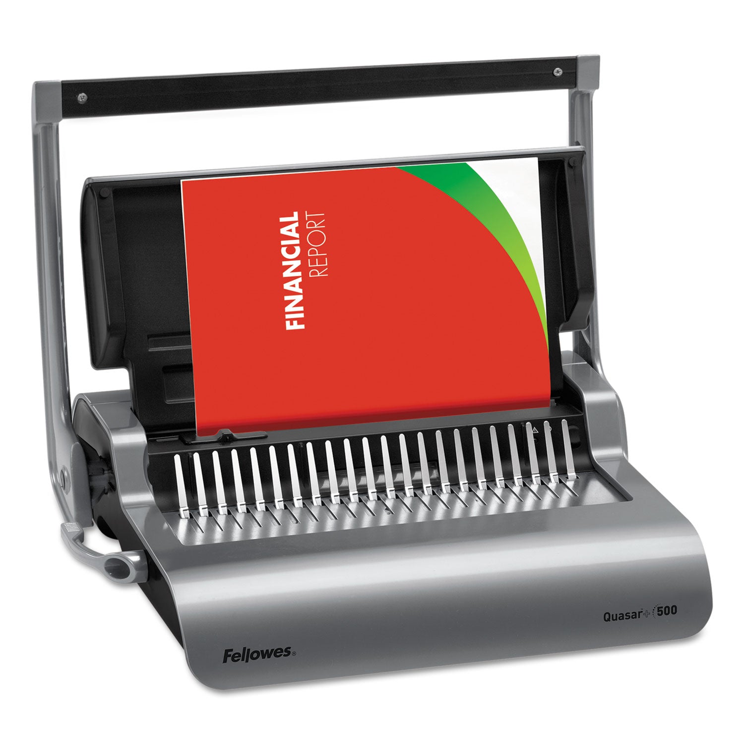 Fellowes® Quasar 500 Manual Comb Binding System, 500 Sheets, 18.13 X 15.38 X 5.13, Metallic Gray