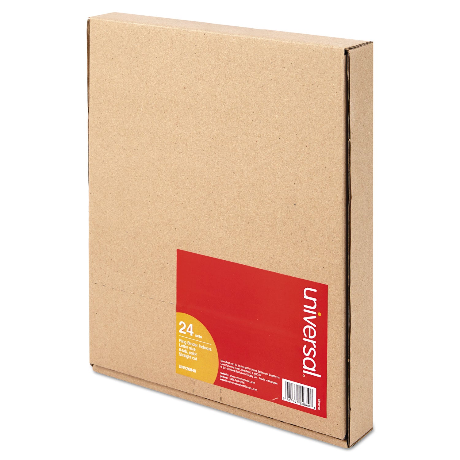 Universal® Insertable Tab Index, 8-Tab, 11 x 8.5, Buff, Assorted Tabs, 24 Sets