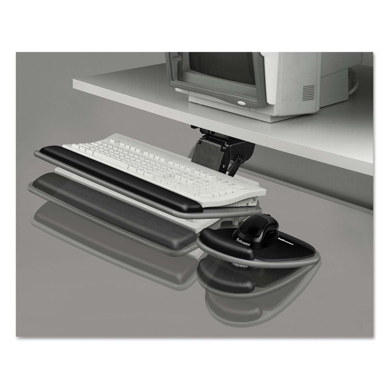 Fellowes® Adjustable Standard Keyboard Platform, 20.25w X 11.13d, Graphite/black