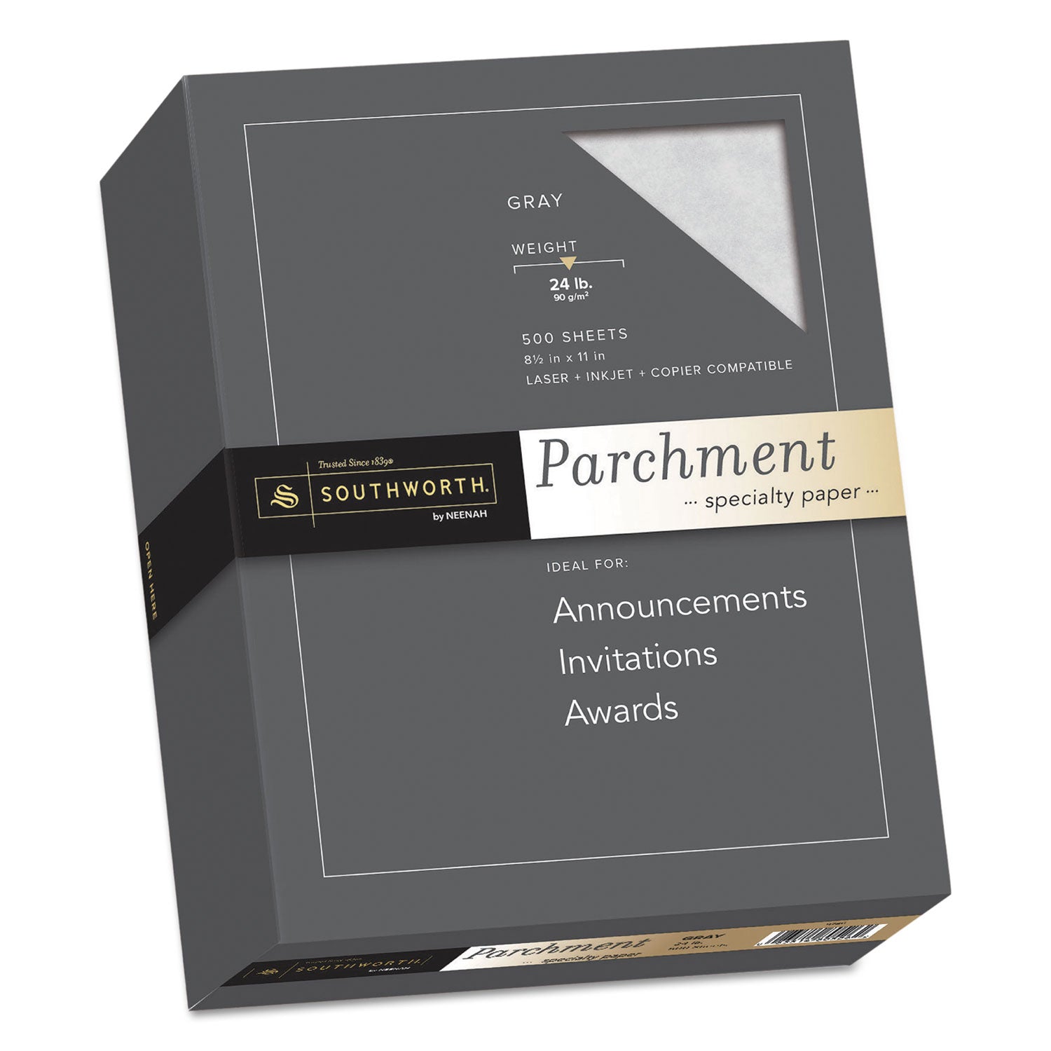 Parchment Specialty Paper, 24 lb Bond Weight, 8.5 x 11, Gray, 500/Ream