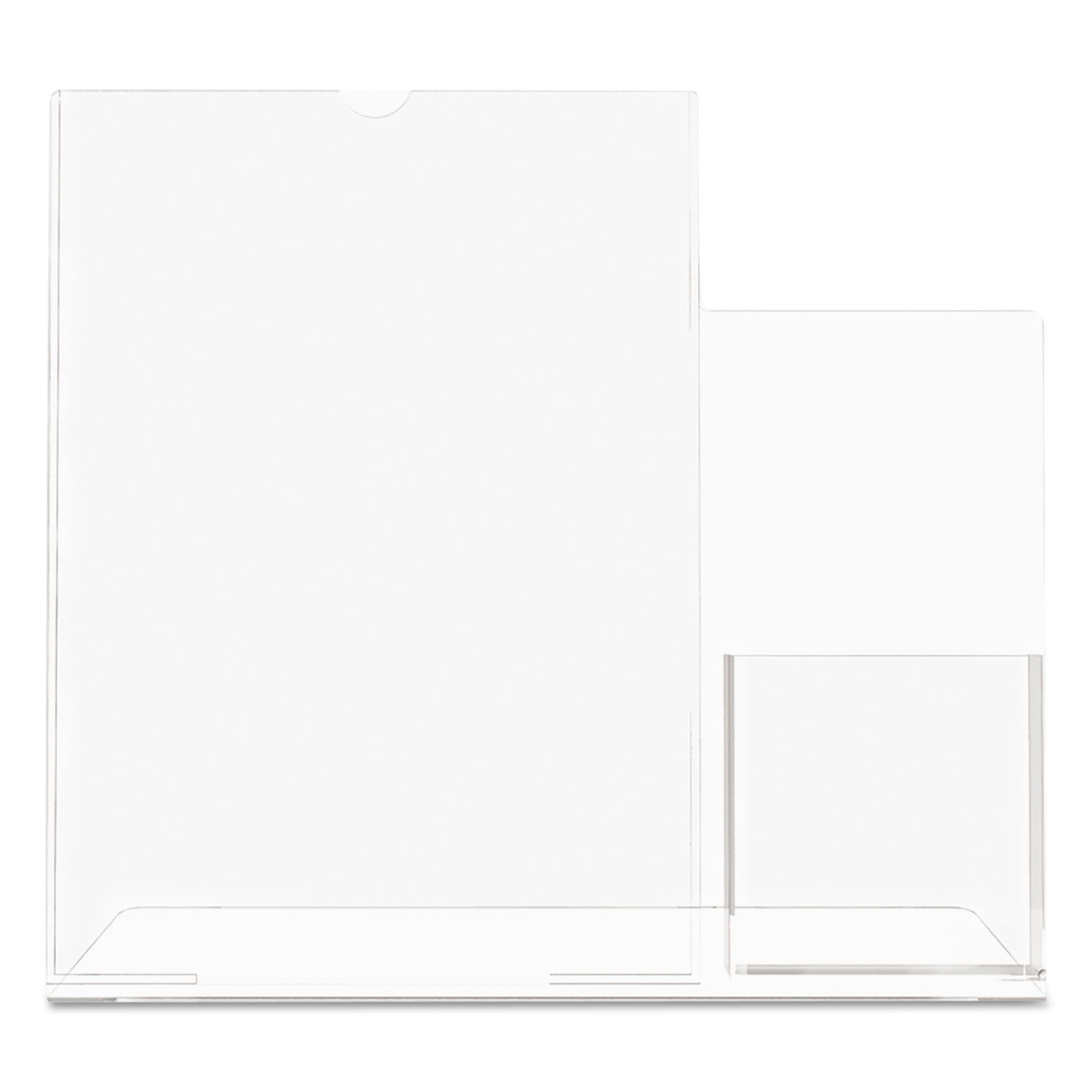 deflecto® Superior Image Slanted Sign Holder With Side Pocket, 13.5w X 4.25d X 10.88h, Clear