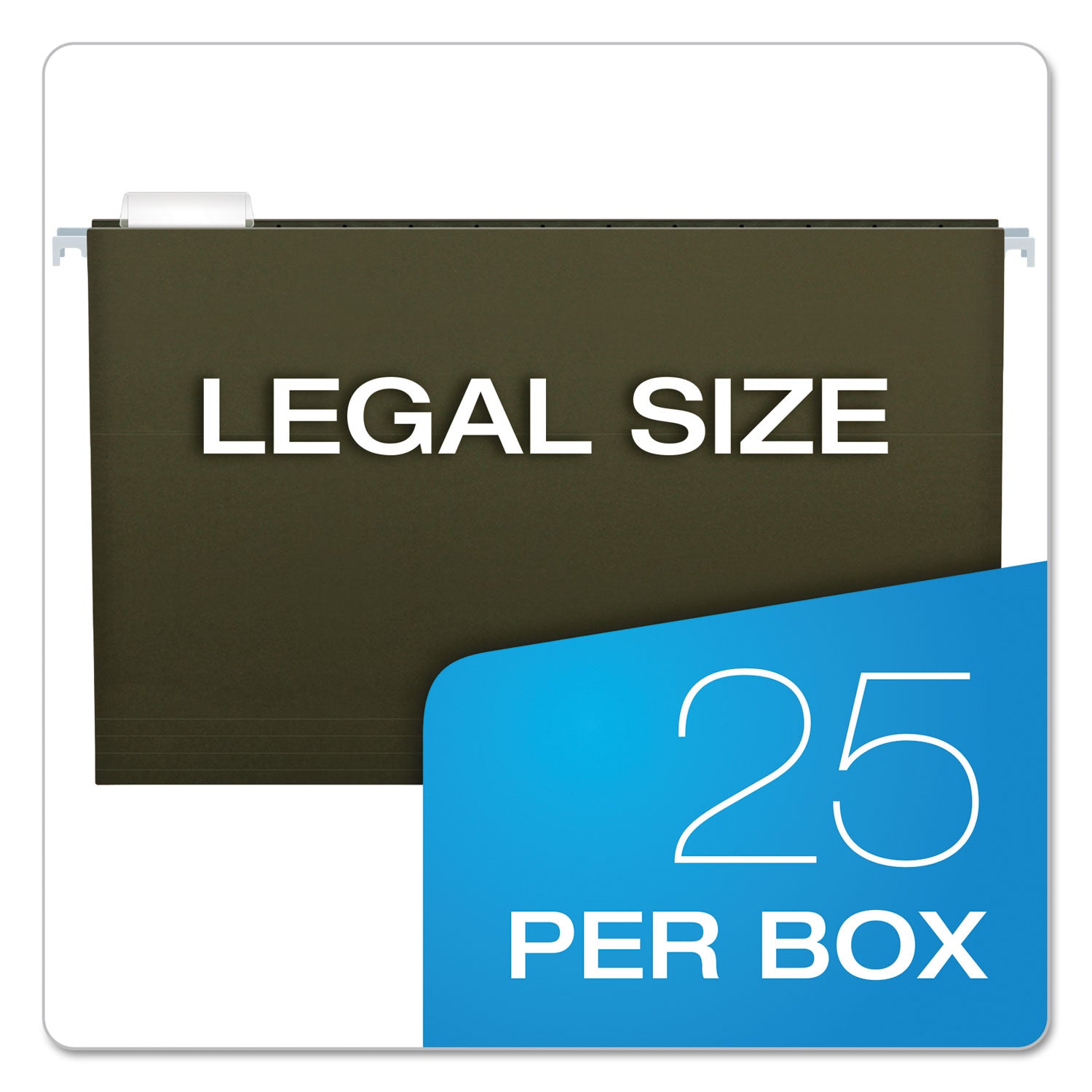 Pendaflex® Standard Green Hanging Folders, Legal Size, 1/5-Cut Tabs, Standard Green, 25/Box