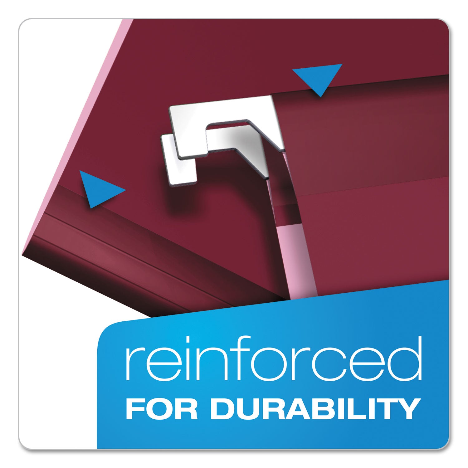 Pendaflex® Colored Reinforced Hanging Folders, Letter Size, 1/5-Cut Tabs, Burgundy, 25/Box