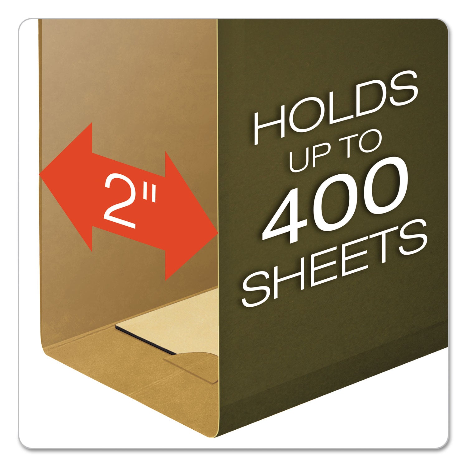 Pendaflex® Extra Capacity Reinforced Hanging File Folders with Box Bottom, 2" Capacity, Letter Size, 1/5-Cut Tabs, Green, 25/Box