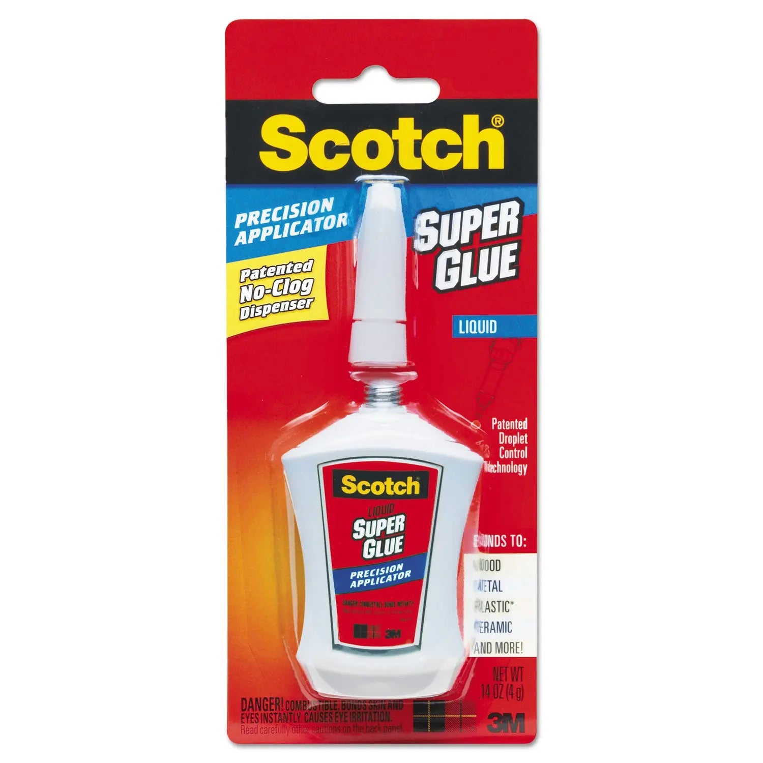 Super Glue with Precision Applicator, 0.14 oz, Dries Clear Scotch® Flipcost