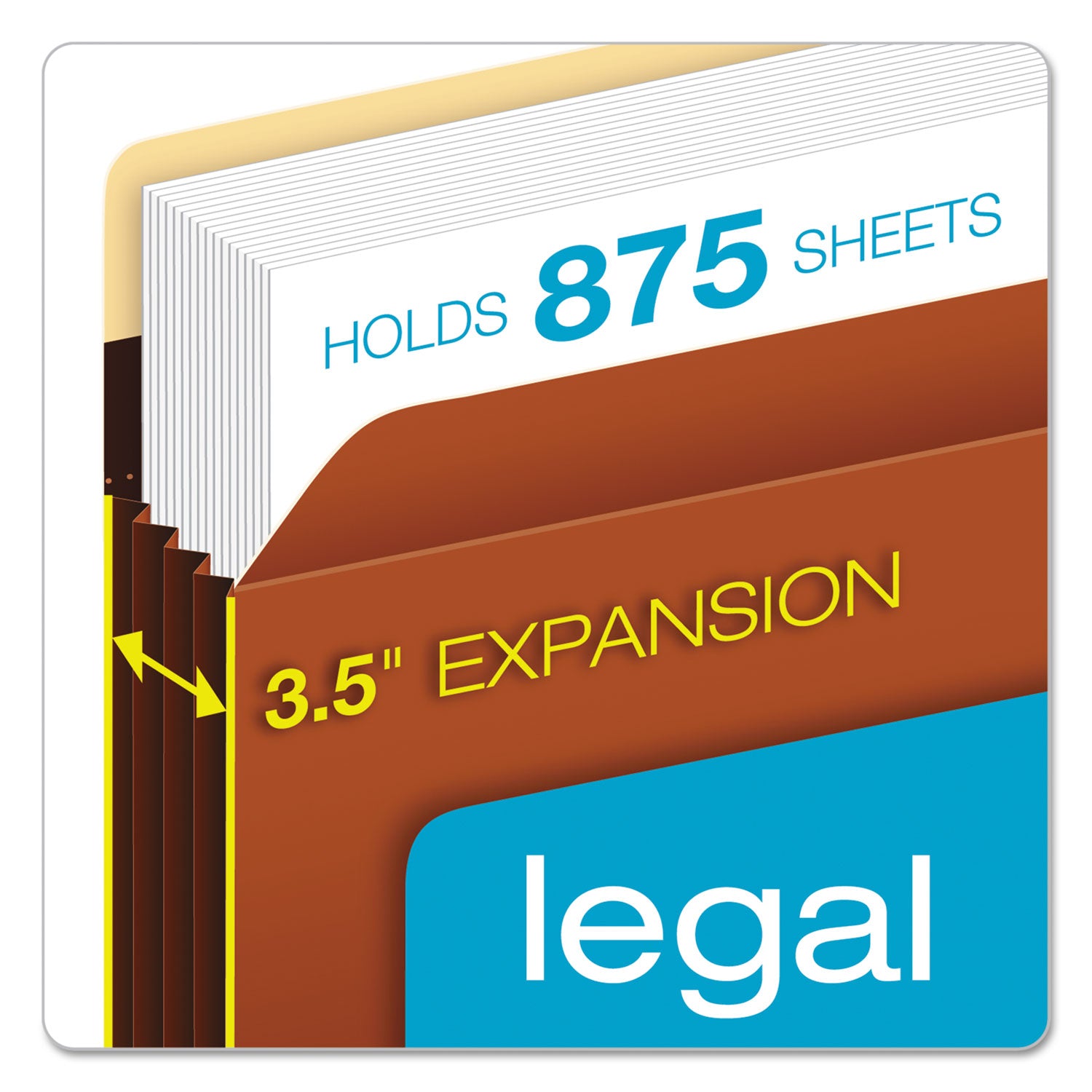 Pendaflex® Heavy-Duty File Pockets, 3.5" Expansion, Legal Size, Redrope, 25/box