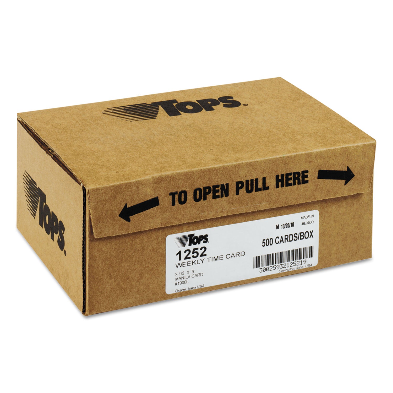 TOPS™ Time Clock Cards, Replacement For 1900l, One Side, 3.5 X 9, 500/box